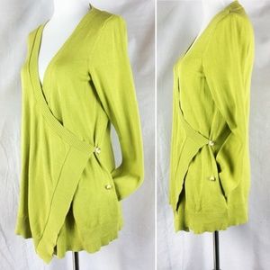 Moth Green Asymmetrical Wrap Cardigan Size M
